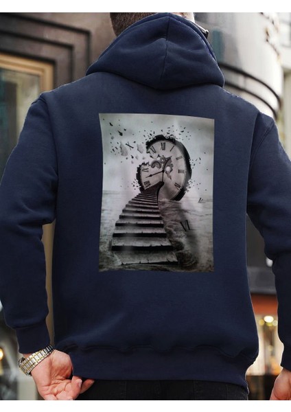 Tasarım Baskılı Oversize Kapüşonlu Kadın-Erkek Sweatshirt