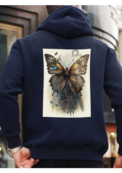 Tasarım Baskılı Oversize Kapüşonlu Kadın-Erkek Sweatshirt