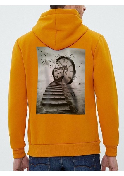 Tasarım Baskılı Oversize Kapüşonlu Kadın-Erkek Sweatshirt