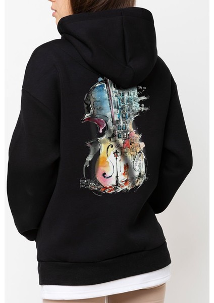 Tasarım Baskılı Oversize Kapüşonlu Kadın-Erkek Sweatshirt