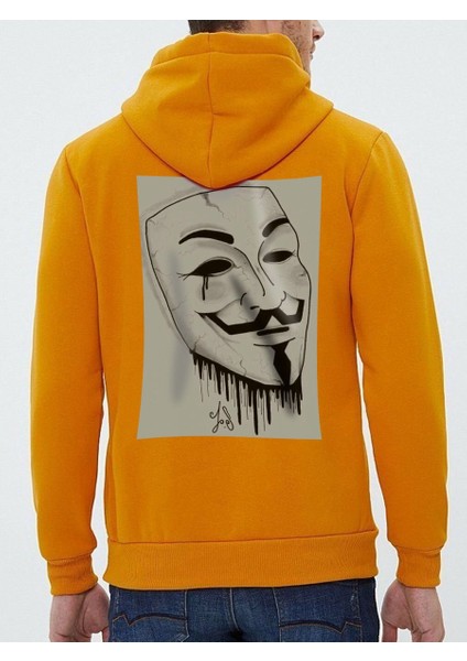 Tasarım Baskılı Oversize Kapüşonlu Kadın-Erkek Sweatshirt