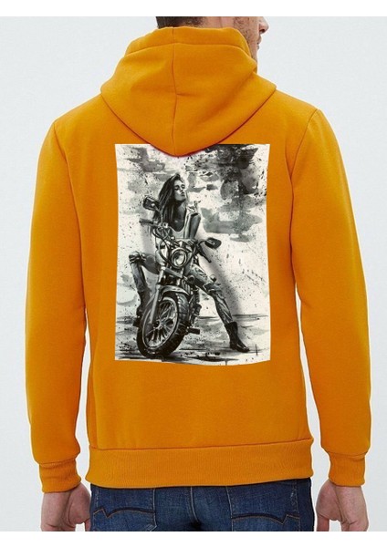 Tasarım Baskılı Oversize Kapüşonlu Kadın-Erkek Sweatshirt