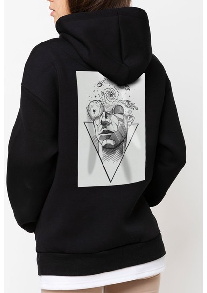 Tasarım Baskılı Oversize Kapüşonlu Kadın-Erkek Sweatshirt