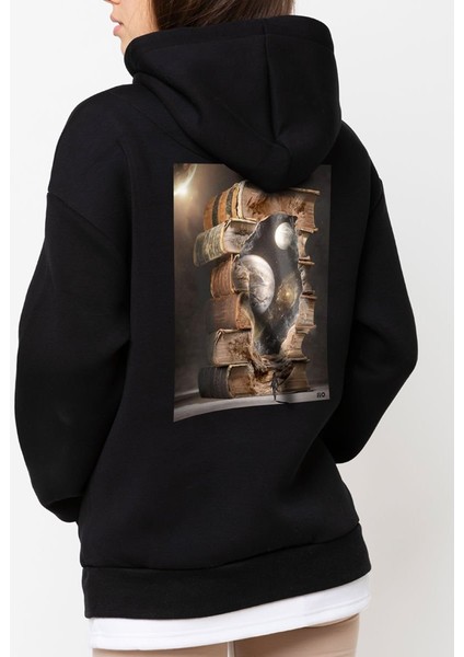 Tasarım Baskılı Oversize Kapüşonlu Kadın-Erkek Sweatshirt