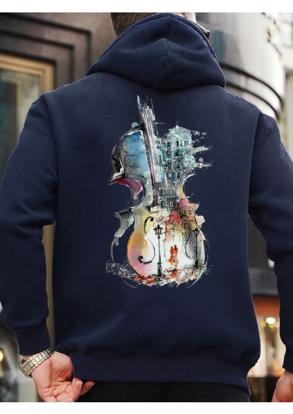 Tasarım Baskılı Oversize Kapüşonlu Kadın-Erkek Sweatshirt