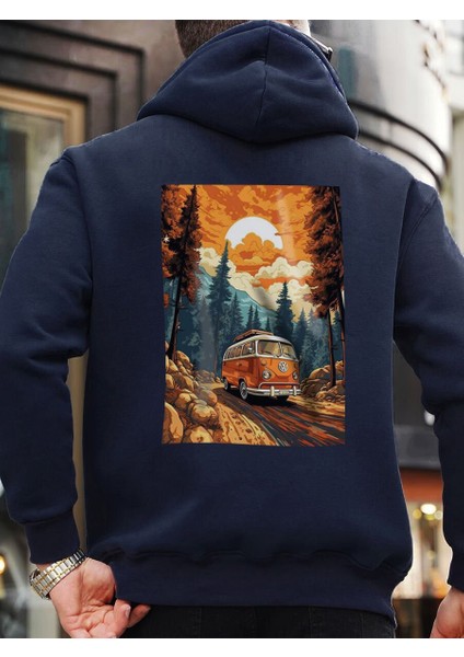 Tasarım Baskılı Oversize Kapüşonlu Kadın-Erkek Sweatshirt