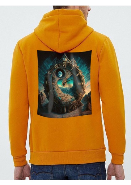 Tasarım Baskılı Oversize Kapüşonlu Kadın-Erkek Sweatshirt