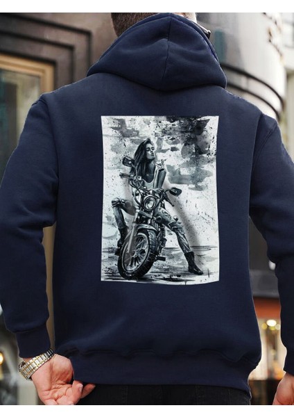 Tasarım Baskılı Oversize Kapüşonlu Kadın-Erkek Sweatshirt