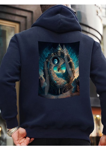 Tasarım Baskılı Oversize Kapüşonlu Kadın-Erkek Sweatshirt