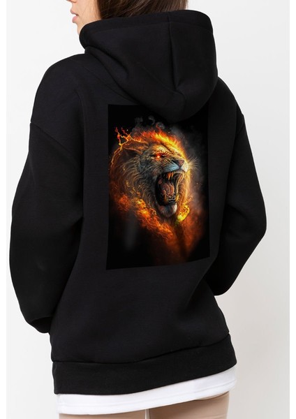 Tasarım Baskılı Oversize Kapüşonlu Kadın-Erkek Sweatshirt