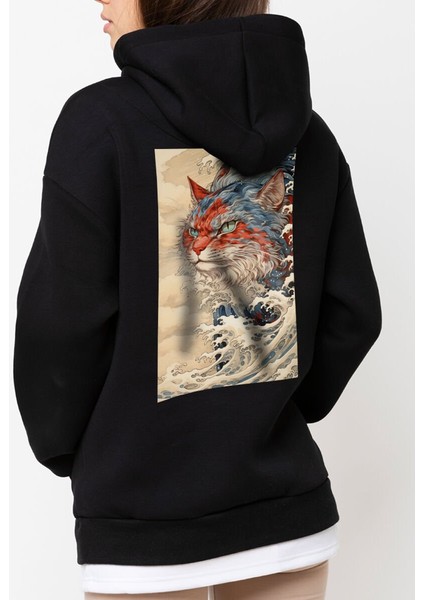 Tasarım Baskılı Oversize Kapüşonlu Kadın-Erkek Sweatshirt