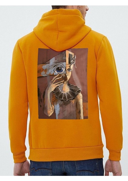 Tasarım Baskılı Oversize Kapüşonlu Kadın-Erkek Sweatshirt