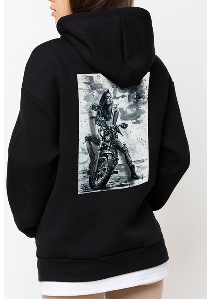Tasarım Baskılı Oversize Kapüşonlu Kadın-Erkek Sweatshirt