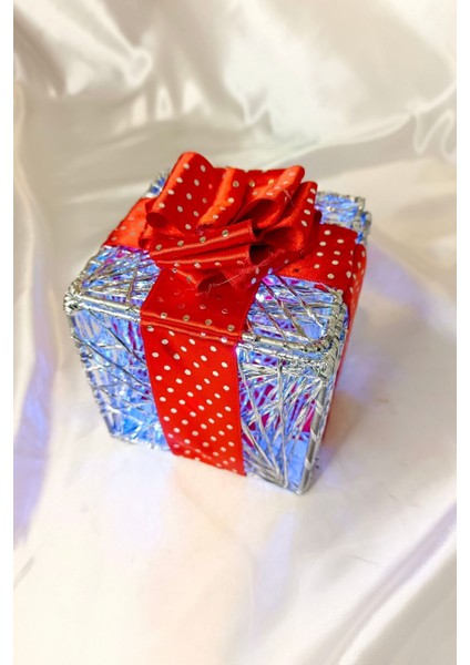 Noel LED Işıklı Hediye Kutusu Paketi Yılbaşı Gold