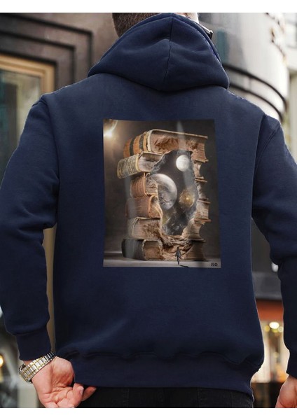 Tasarım Baskılı Oversize Kapüşonlu Kadın-Erkek Sweatshirt