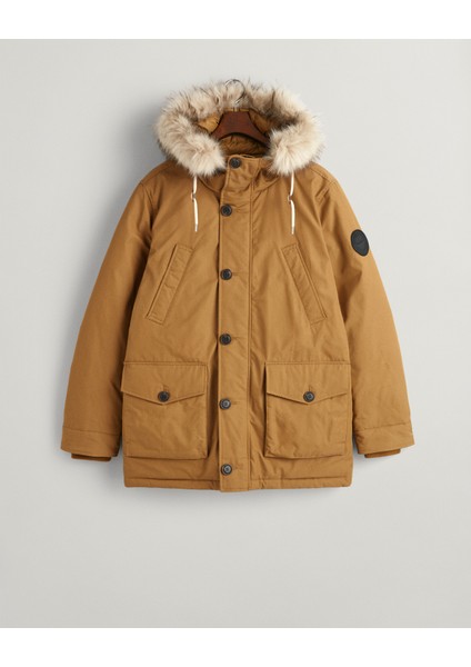 Erkek Kahverengi Regular Fit Kapüşonlu Logolu Mont 7006369.242