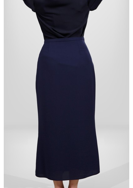 4084 Lacivert Uzun Fırfırlı Etek fırsatları
