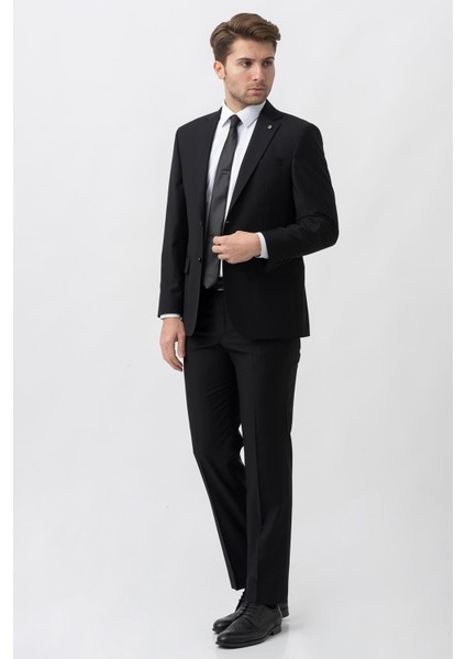 Manizales T2036 Regular Fit 4 Drop Takım Elbise Siyah