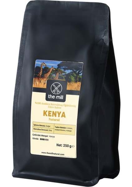 The Mill Kenya Natural Öğütülmüş Kahve 250 G - Ustalıkla Kavrulmuş Kahve Çekirdeklerinden - %100 Arabica - Limon Notaları Zengin Aroma - Filtre/kahve Makinelerine Uygun