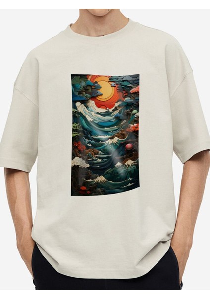 Tasarım Baskılı Oversize Kadın-Erkek Dtf Baskı Tshirt