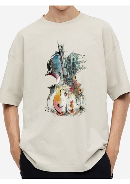 Tasarım Baskılı Oversize Kadın-Erkek Dtf Baskı Tshirt