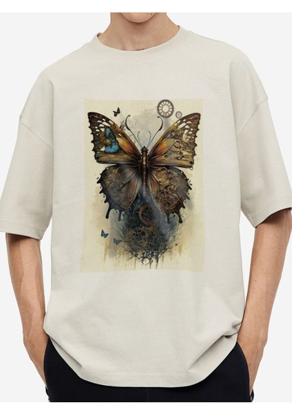 Tasarım Baskılı Oversize Kadın-Erkek Dtf Baskı Tshirt
