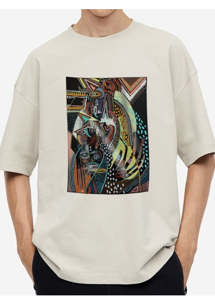 Tasarım Baskılı Oversize Kadın-Erkek Dtf Baskı Tshirt