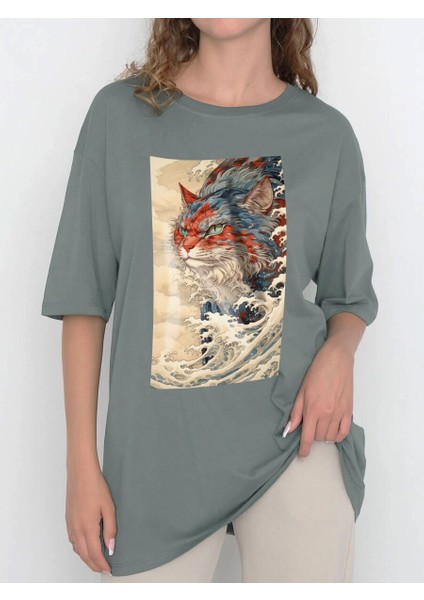Tasarım Baskılı Oversize Kadın-Erkek Dtf Baskı Tshirt