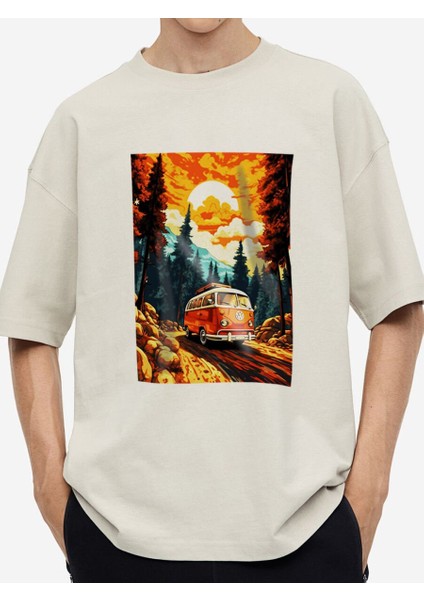 Tasarım Baskılı Oversize Kadın-Erkek Dtf Baskı Tshirt