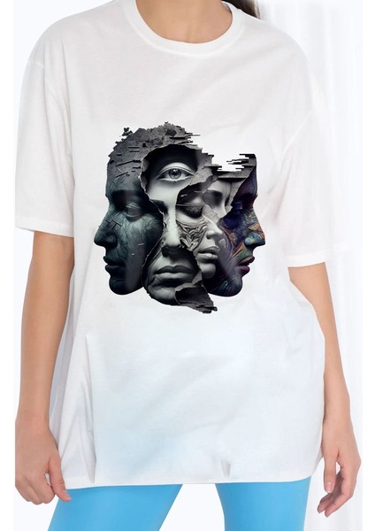Tasarım Baskılı Oversize Kadın-Erkek Dtf Baskı Tshirt