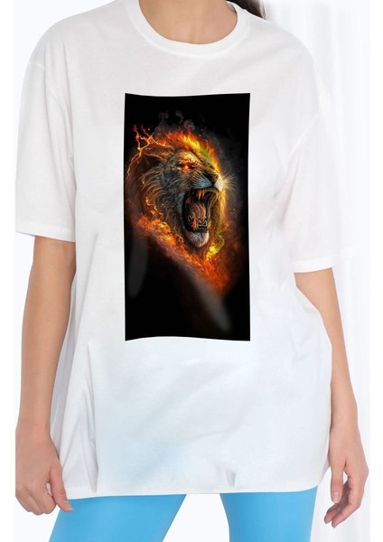 Tasarım Baskılı Oversize Kadın-Erkek DTF Baskı Tshirt