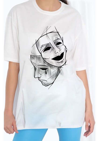 Tasarım Baskılı Oversize Kadın-Erkek Dtf Baskı Tshirt