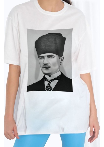 Tasarım Baskılı Oversize Kadın-Erkek DTF Baskı Tshirt