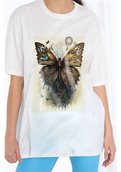 Tasarım Baskılı Oversize Kadın-Erkek Dtf Baskı Tshirt