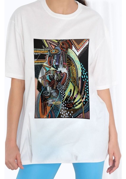 Tasarım Baskılı Oversize Kadın-Erkek Dtf Baskı Tshirt