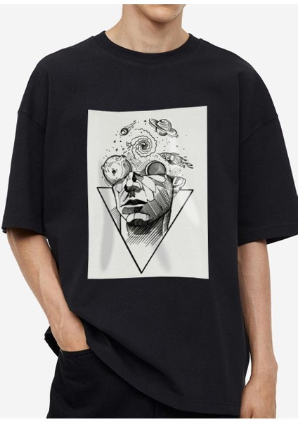 Tasarım Baskılı Oversize Kadın-Erkek Dtf Baskı Tshirt