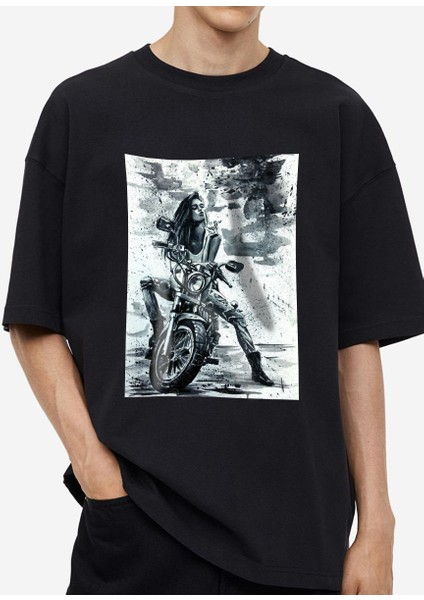 Tasarım Baskılı Oversize Kadın-Erkek Dtf Baskı Tshirt