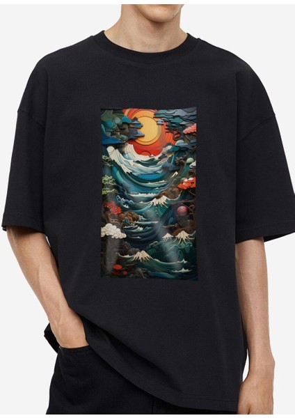 Tasarım Baskılı Oversize Kadın-Erkek Dtf Baskı Tshirt