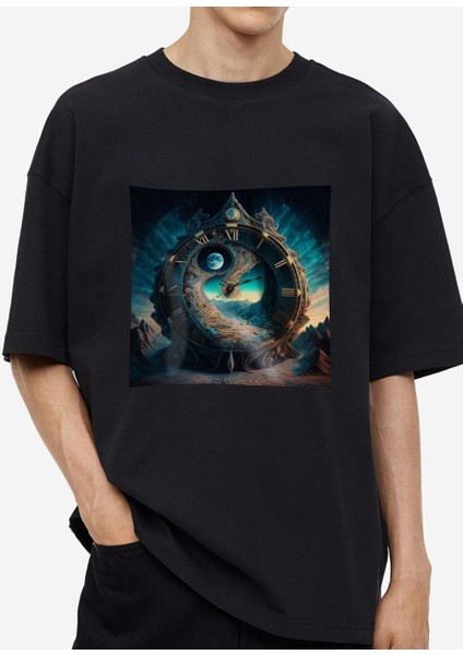 Tasarım Baskılı Oversize Kadın-Erkek DTF Baskı Tshirt