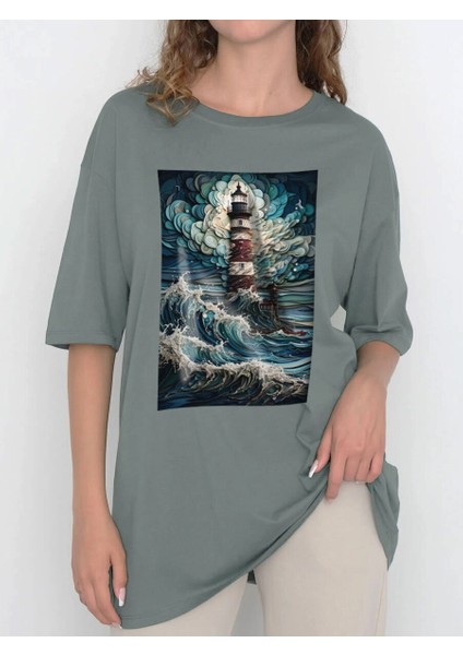 Tasarım Baskılı Oversize Kadın-Erkek Dtf Baskı Tshirt