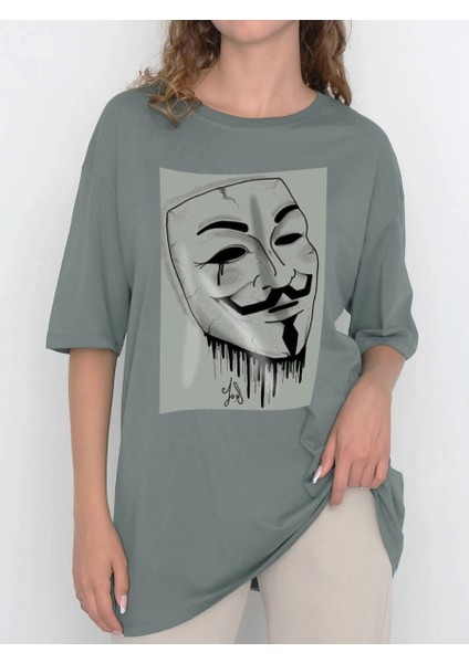 Tasarım Baskılı Oversize Kadın-Erkek Dtf Baskı Tshirt