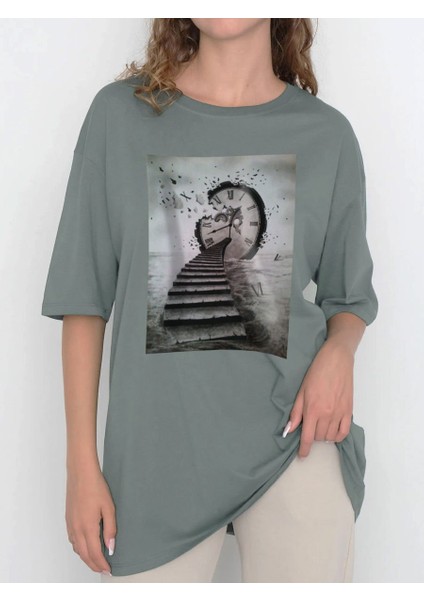 Tasarım Baskılı Oversize Kadın-Erkek Dtf Baskı Tshirt
