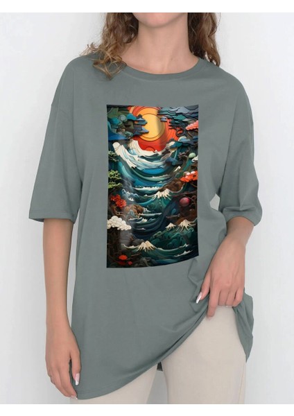 Tasarım Baskılı Oversize Kadın-Erkek Dtf Baskı Tshirt