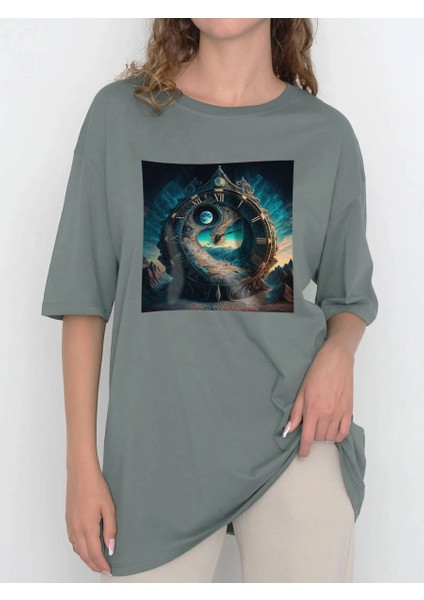 Tasarım Baskılı Oversize Kadın-Erkek Dtf Baskı Tshirt