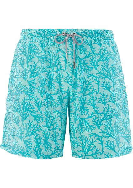 Erkek Havuz Deniz Şort Desenli Aleny S128 Turkuaz
