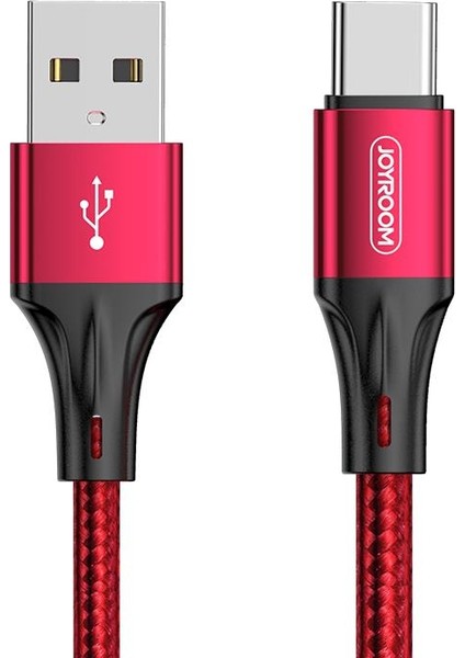 S-1230N6 Type-C Hızlı Şarj ve Data Kablosu Örgü 3A 1.2m Kırmızı