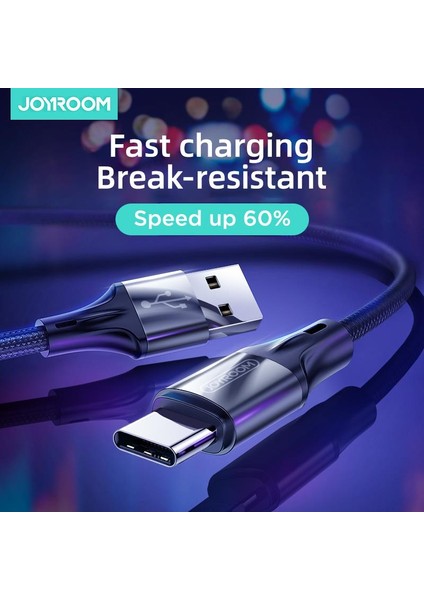 S-1230N6 Type-C Hızlı Şarj ve Data Kablosu Örgü 3A 1.2m Kırmızı modelleri