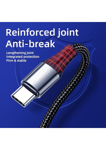 S-1230N6 Type-C Hızlı Şarj ve Data Kablosu Örgü 3A 1.2m Kırmızı fırsatları