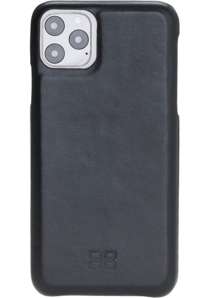 Apple iPhone 11 Serisi Tam Deri Kaplama Arka Kapak - iPhone 11 Pro Max / Siyah