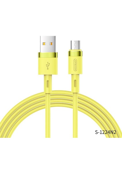 S-1224N2 1.2m 2.4A Usb-Mikro Silikon Data ve Şarj Kablosu Sarı